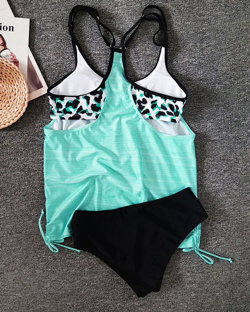 Augustus – Tankini uni con estampado de leopardo