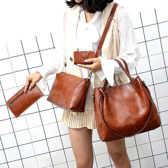 Riley | Conjunto de 4 bolsos vintage de cuero suave