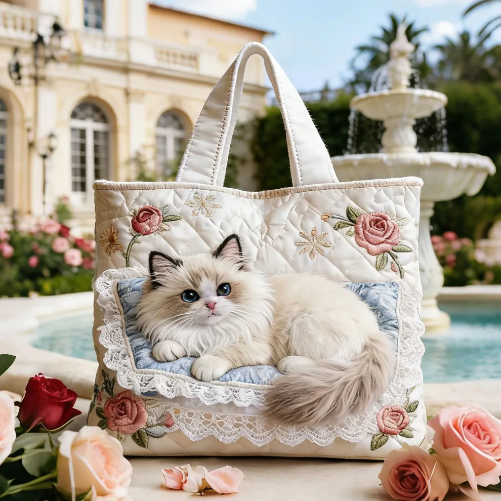Kit para gatito del Jardín de Rosas | Bolso de mano artesanal