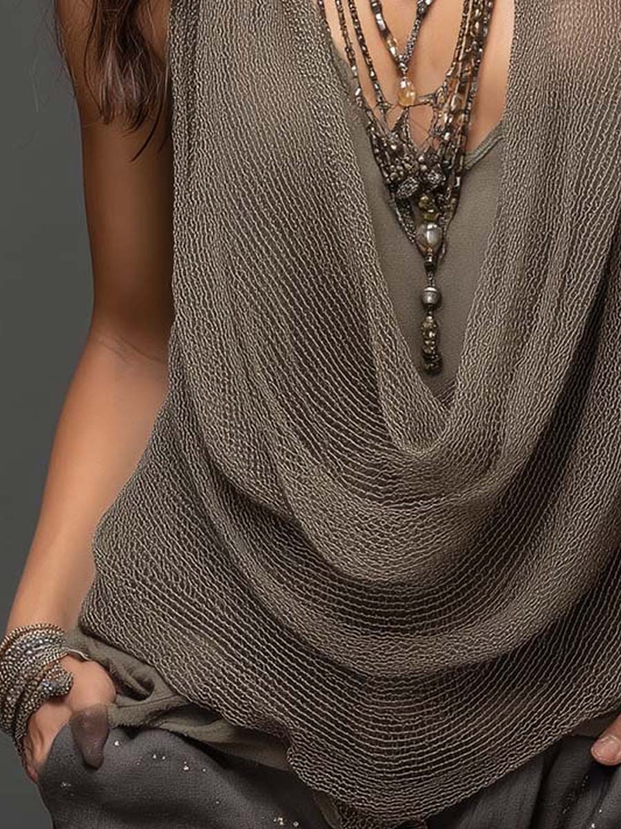 Maria | Top halter de punto con malla ligera