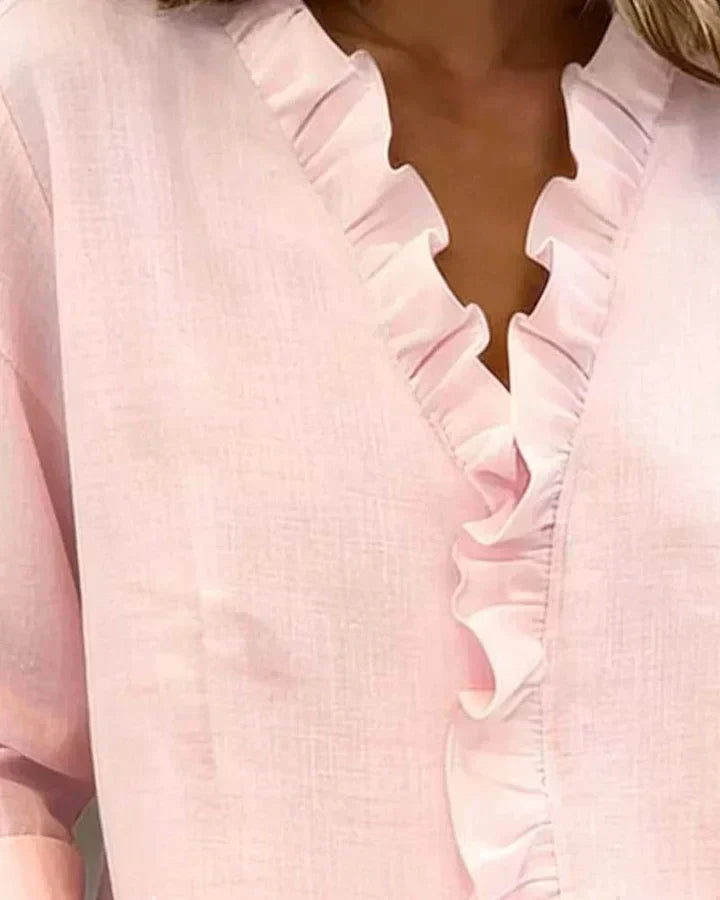 Anora | Blusa con volantes y cuello en V