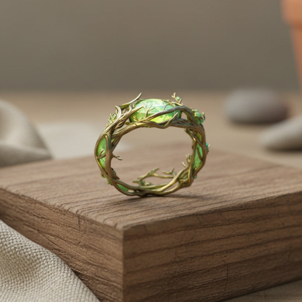 Anillo | De ópalo verde natural