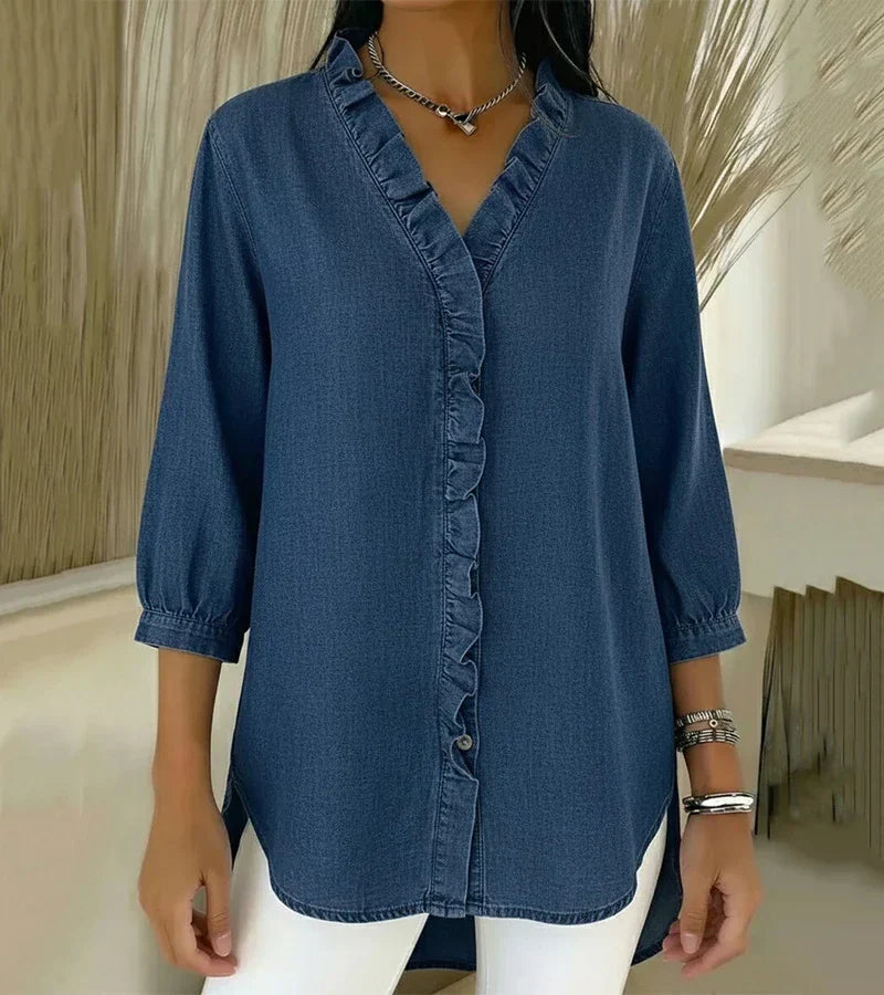 Lucía | Blusa denim fluida con cuello en V