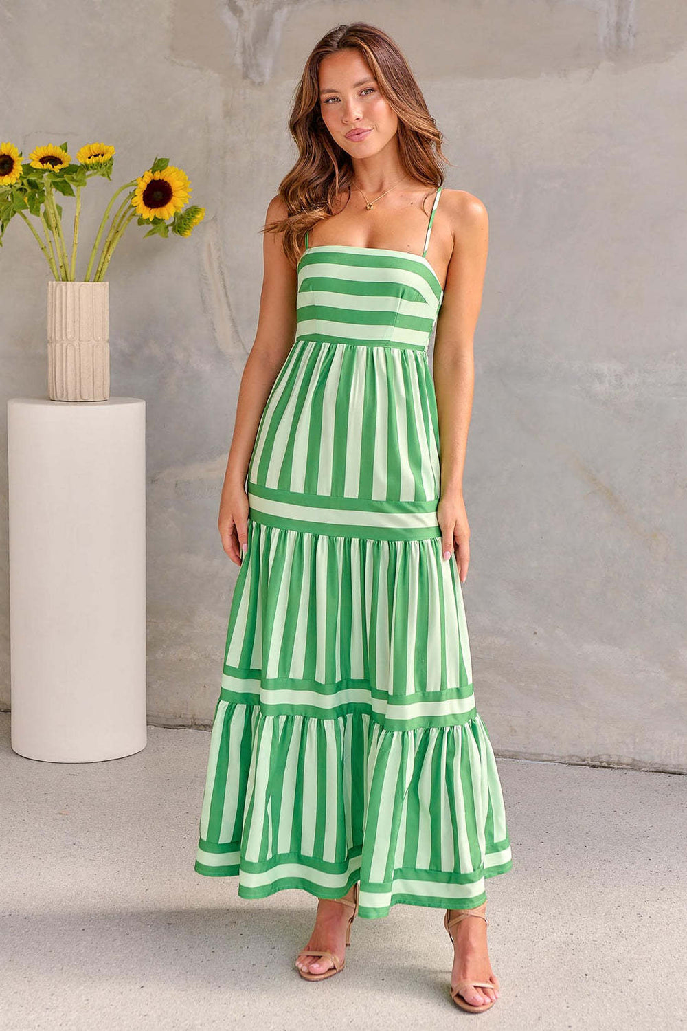Marisol | Vestido Maxi a Rayas con Tirantes y Bolsillos