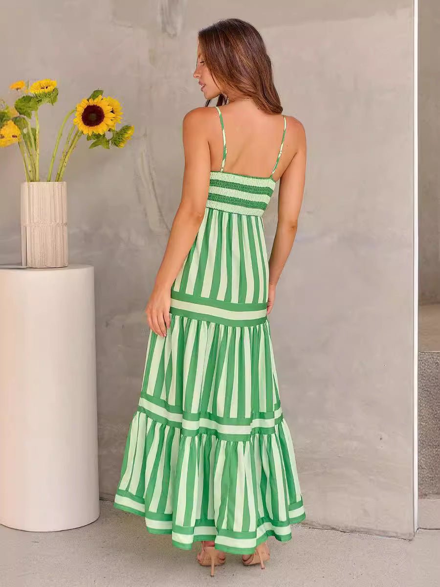 Marisol | Vestido Maxi a Rayas con Tirantes y Bolsillos
