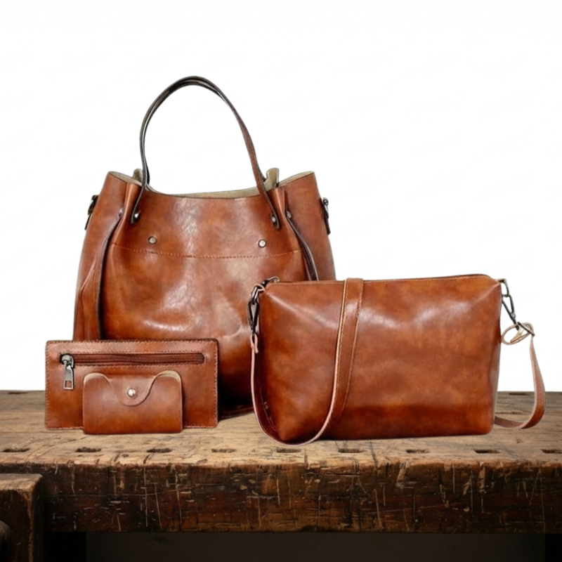 Riley | Conjunto de 4 bolsos vintage de cuero suave