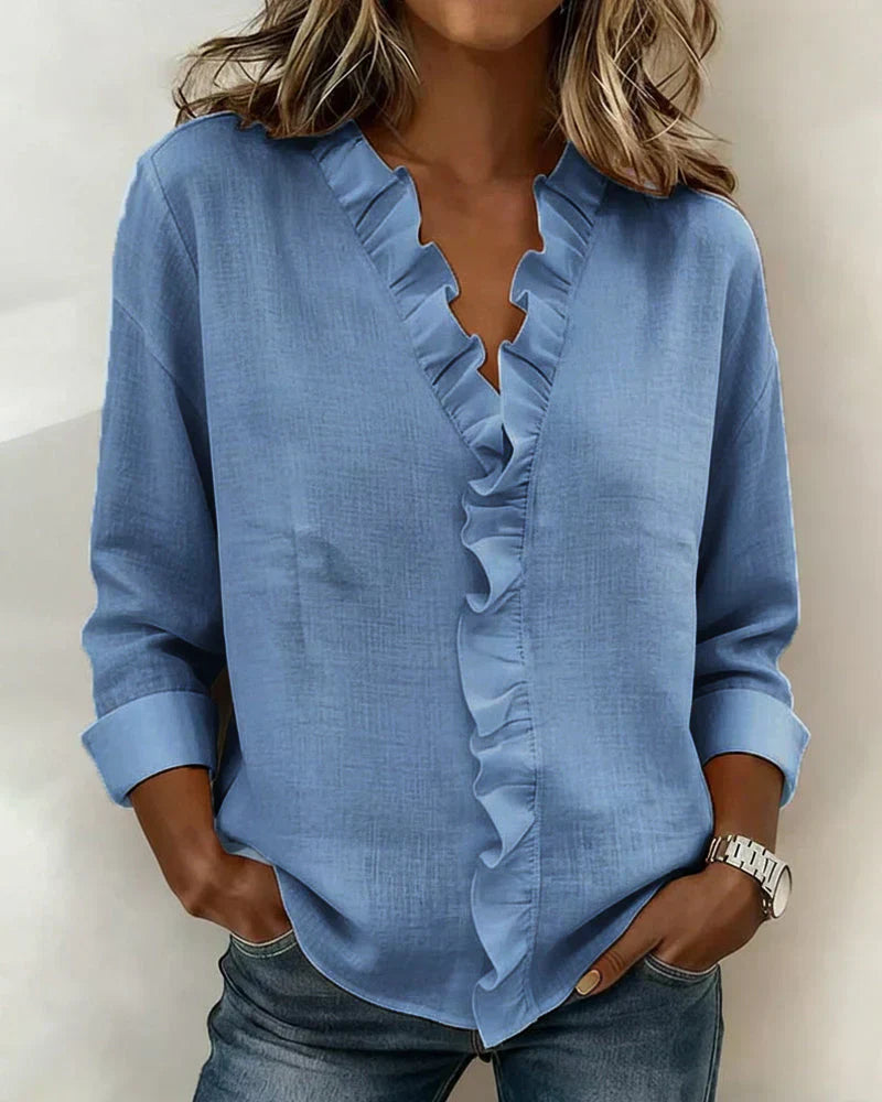 Anora | Blusa con volantes y cuello en V