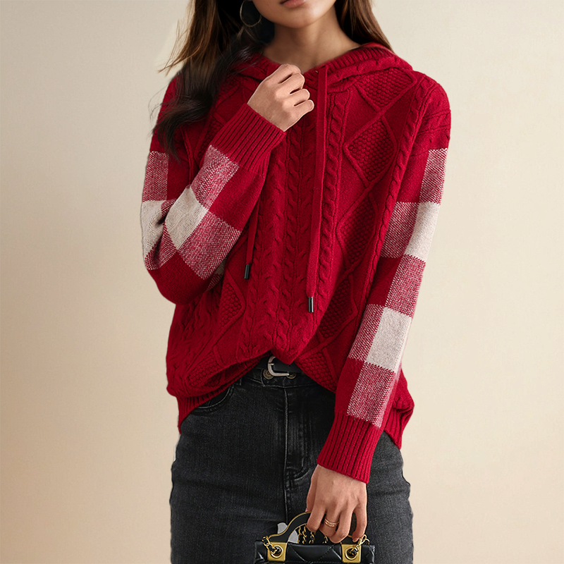 Emily | Sudadera con Capucha de Punto Cableado