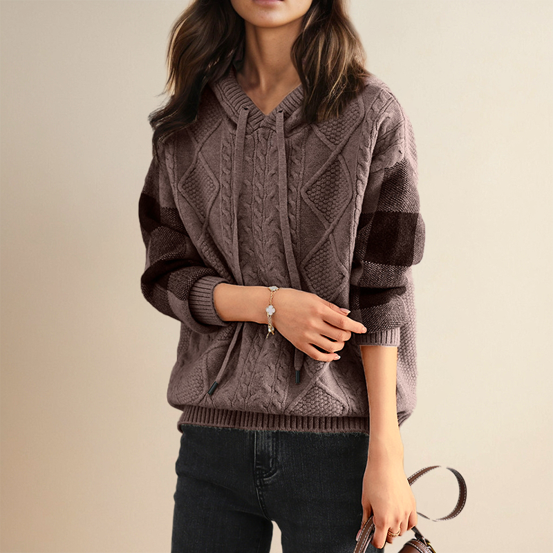 Emily | Sudadera con Capucha de Punto Cableado
