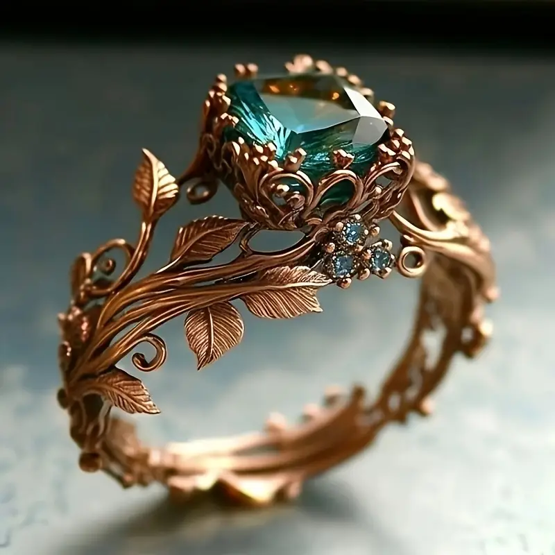 Anillo | De cristal verde natural