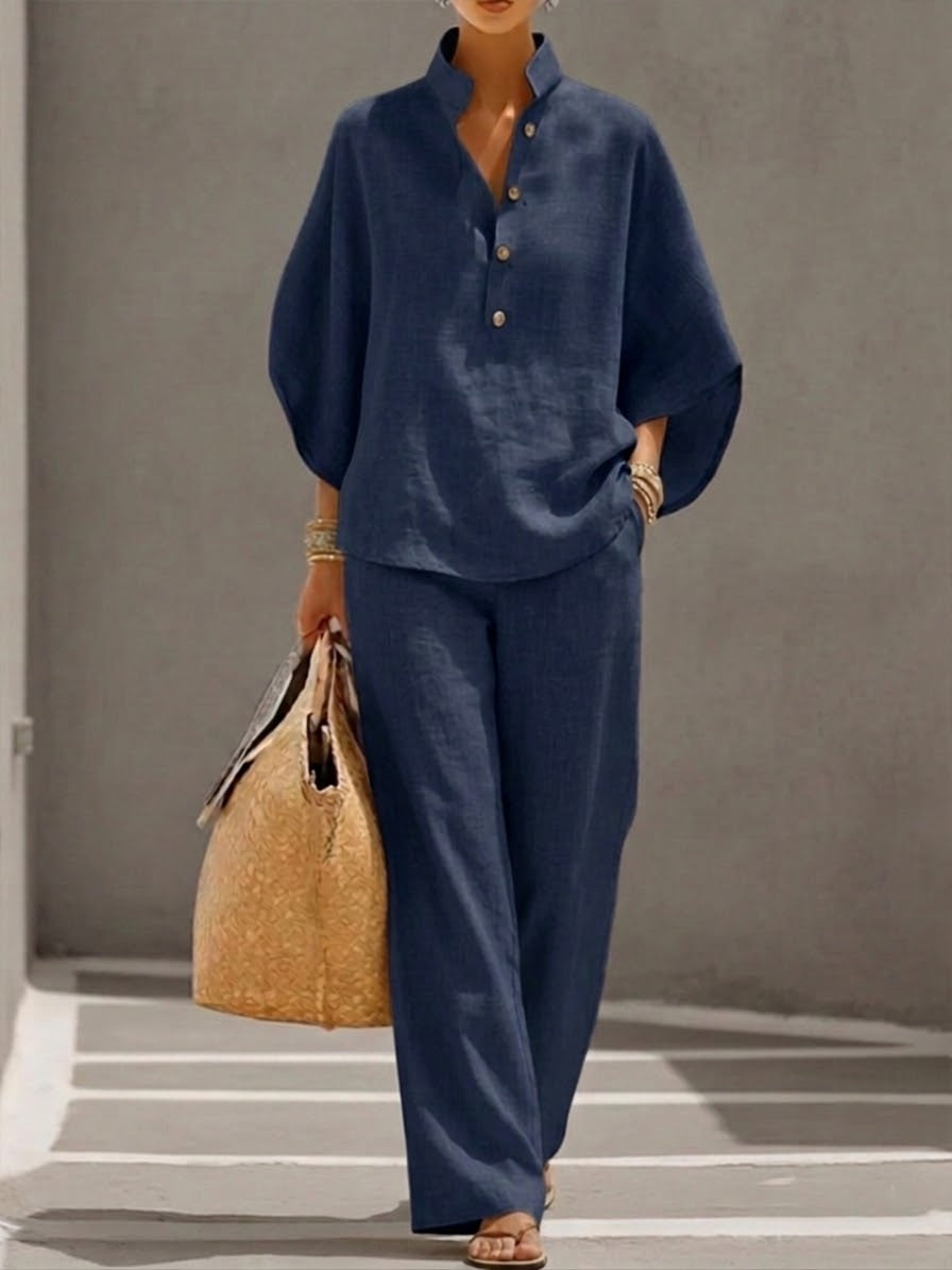 Mariel | Conjunto de dos piezas con mangas murciélago y pantalón ancho
