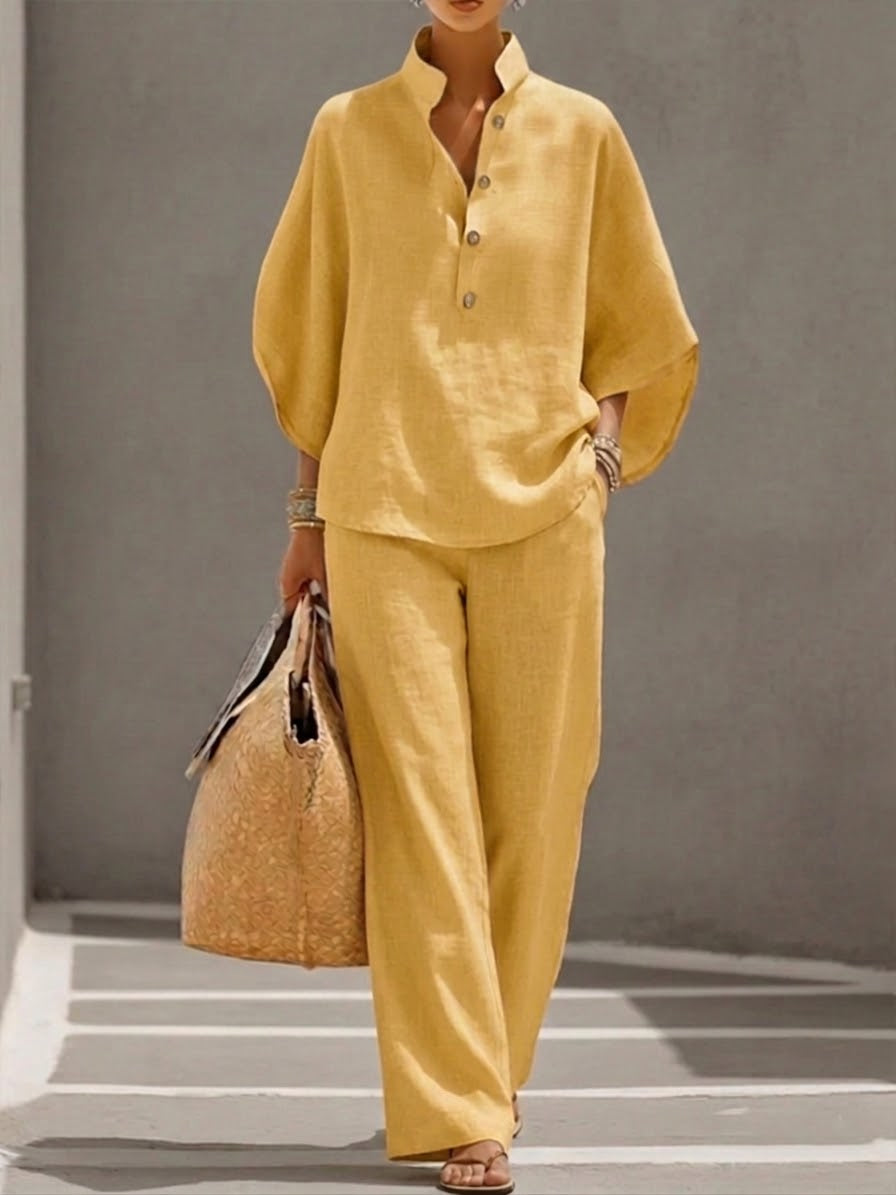 Mariel | Conjunto de dos piezas con mangas murciélago y pantalón ancho